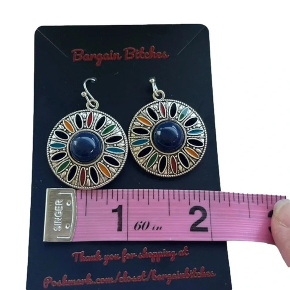 New multicolor silver tone boho drop hook dangle earrings fun vacation - Picture 3 of 3